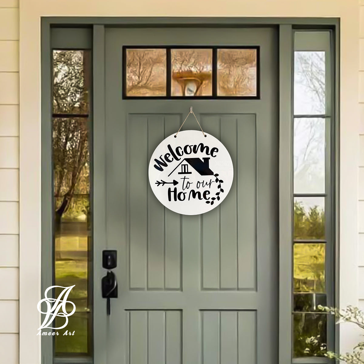 Modern Black “Welcome to Our Home” Sign