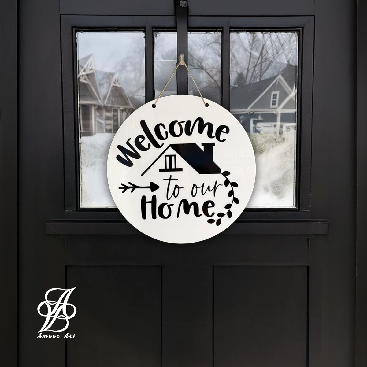 Modern Black “Welcome to Our Home” Sign