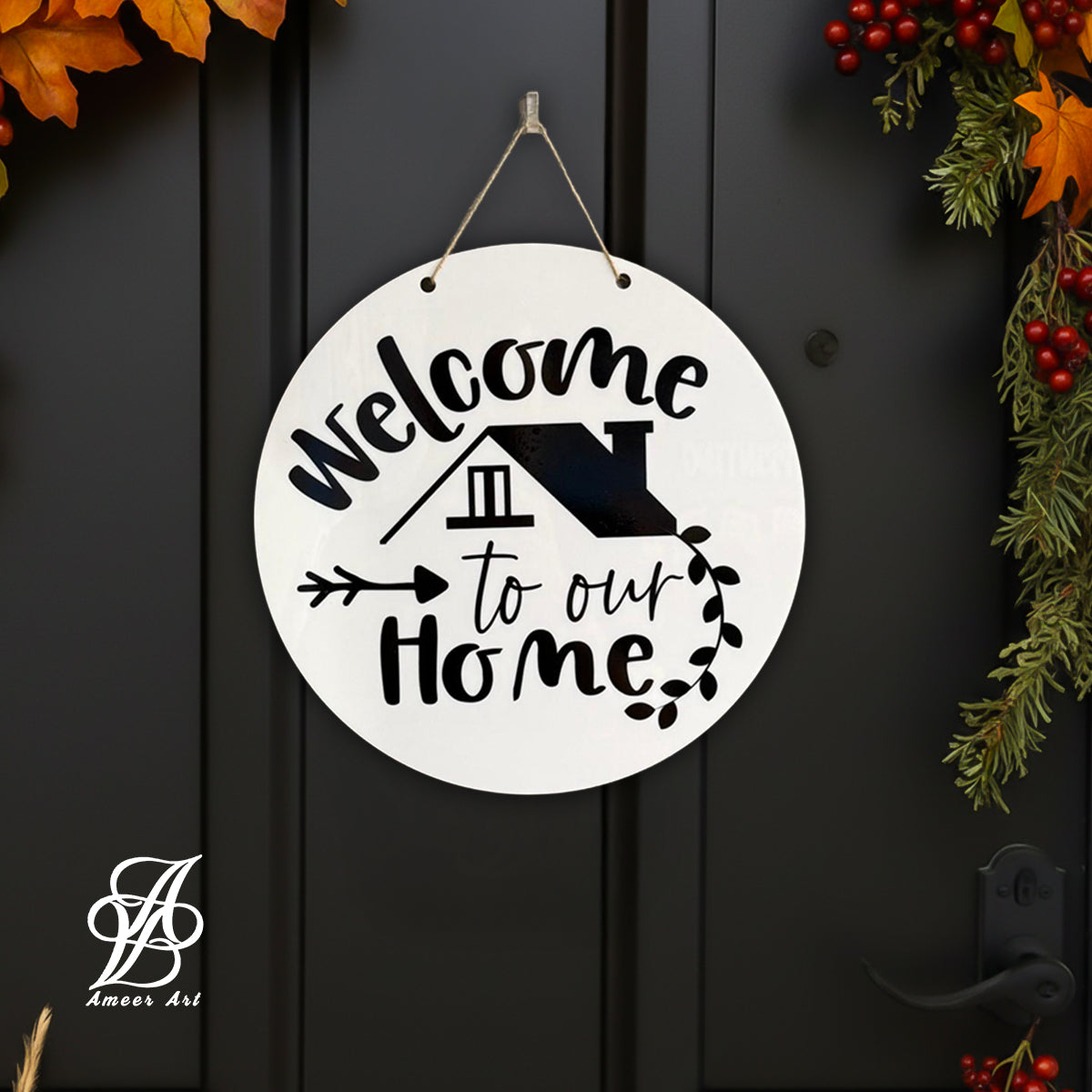 Modern Black “Welcome to Our Home” Sign