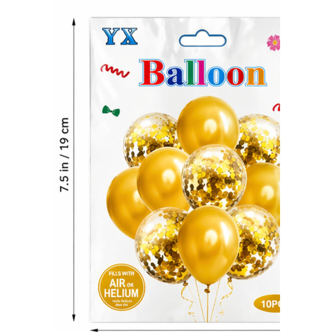 Gold Confetti Balloons — 10pc
