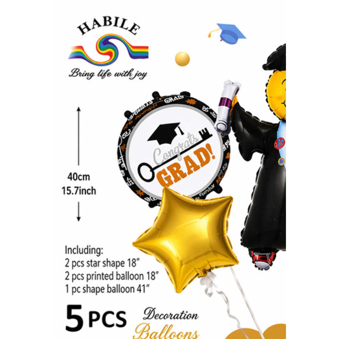 Graduation Emoji Balloon Bouquet — 5pc