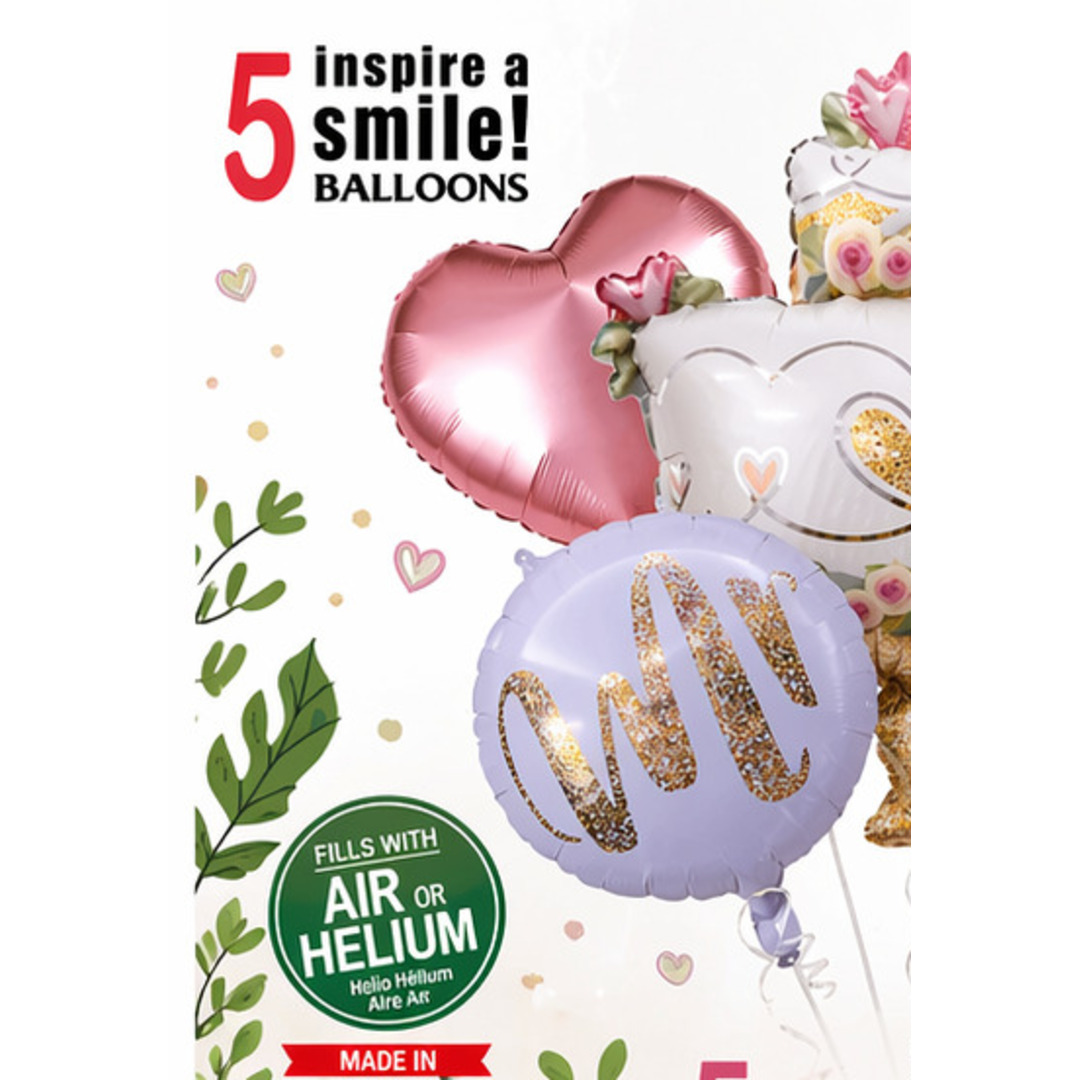 Mrs Wedding Cake Balloon Bouquet — 5pc