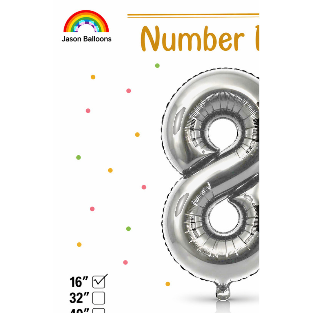 Number Balloon 8 — Silver