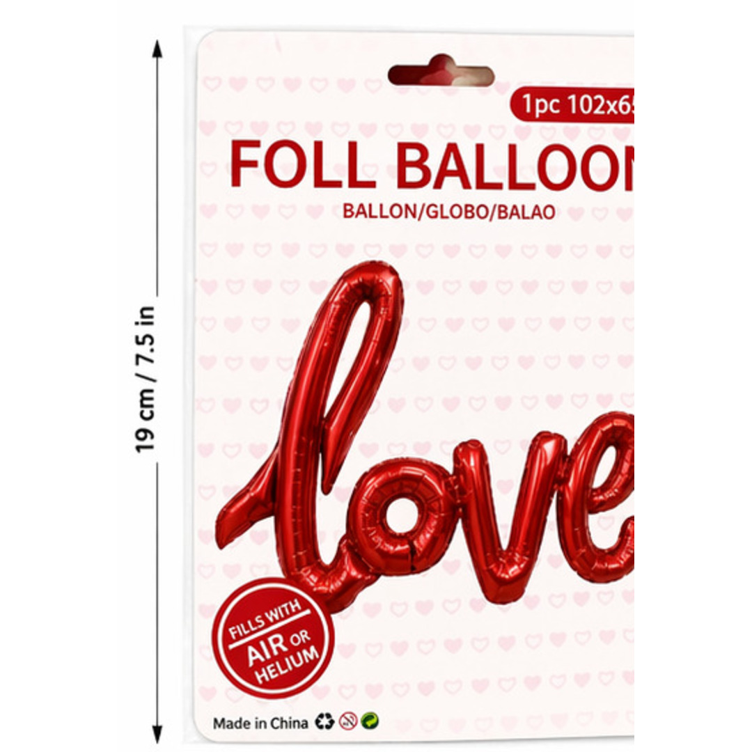 Red Love Script Foil Balloon