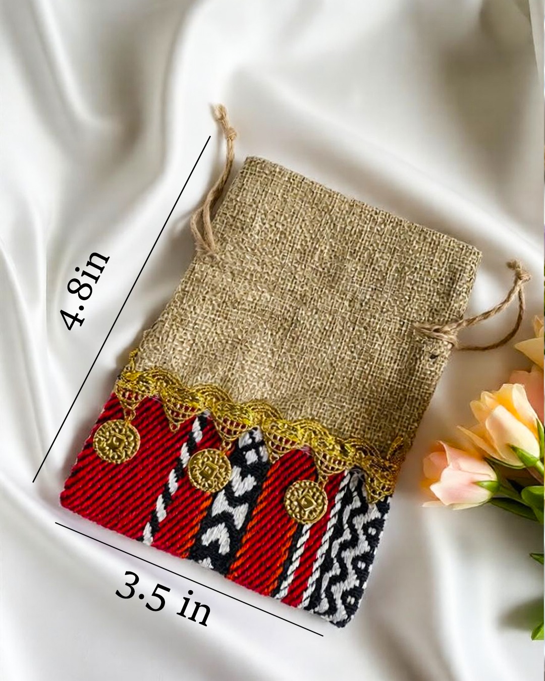 Sadu & Burlap Drawstring Pouch
