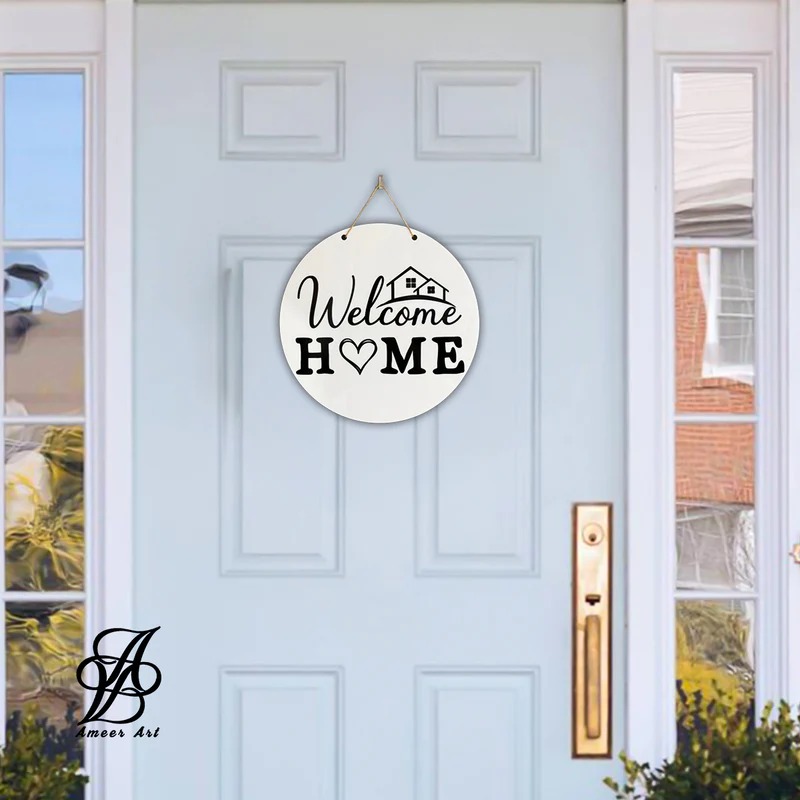 "Welcome HOME" Round Sign — Black